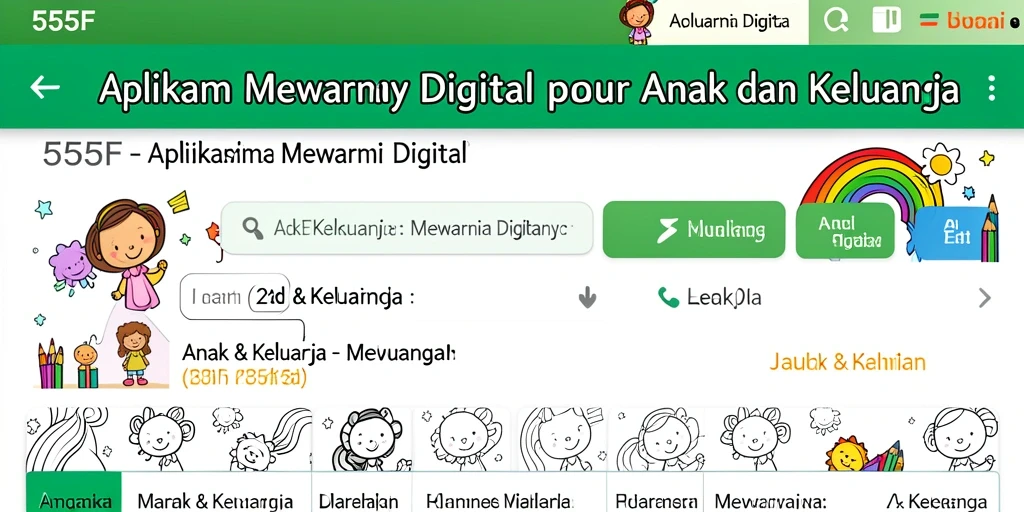 Antarmuka aplikasi 555F yang menarik dan interaktif untuk mewarnai.