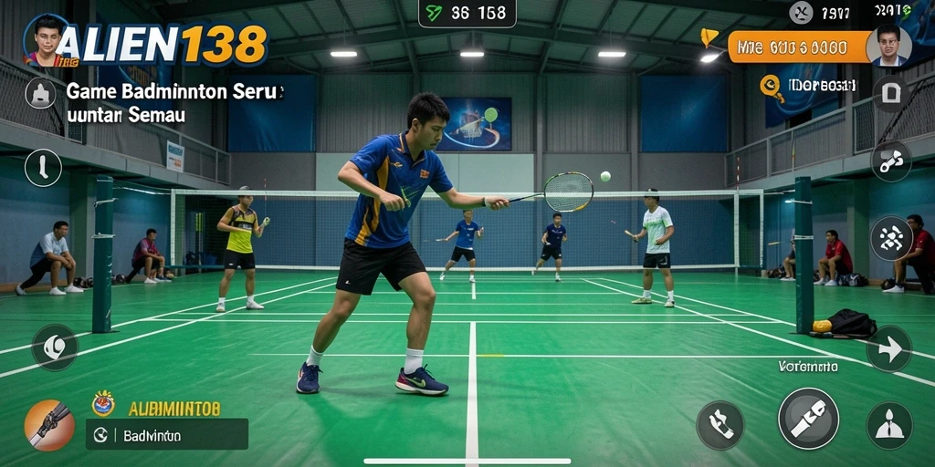 Tampilan antarmuka dan fungsi game badminton yang menarik.