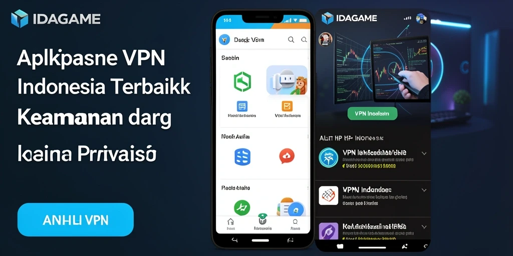 Screenshot IDAGAME menunjukkan antarmuka VPN yang sederhana dan efisien.