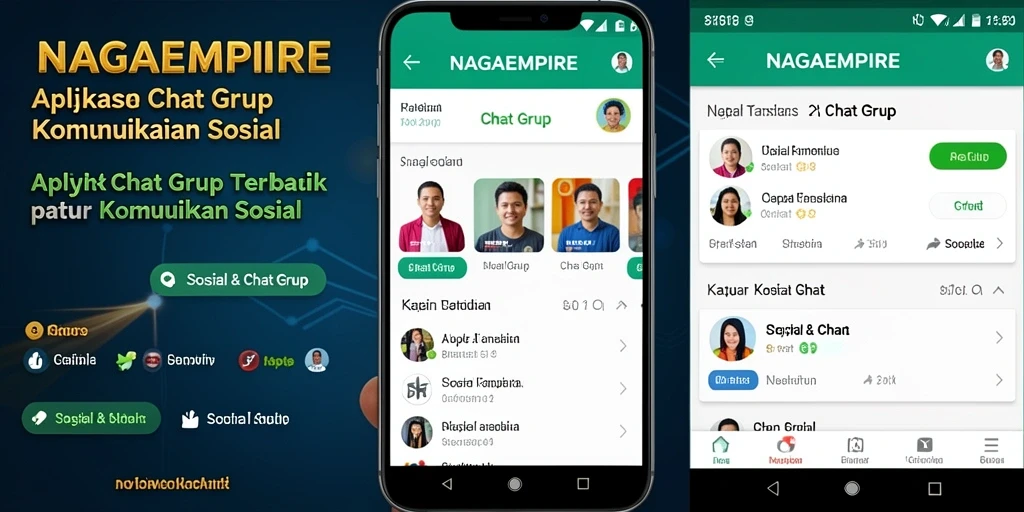 Tangkapan layar utama NAGAEMPIRE menampilkan antarmuka Chat Grup yang menarik dan fungsional.