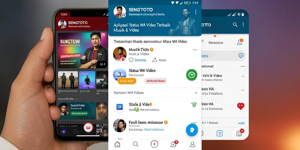 Screenshot utama aplikasi SENGTOTO menampilkan berbagai pilihan video menarik.