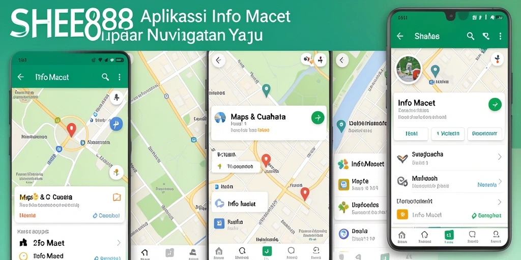 Tampilan aplikasi SHE888 menampilkan peta dengan informasi lalu lintas aktual.