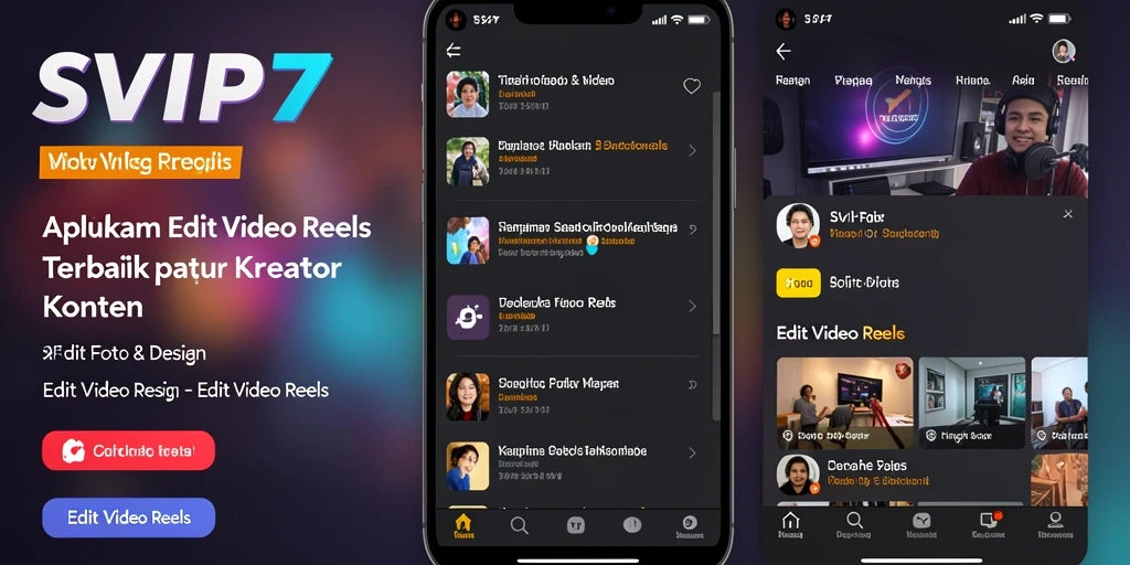 Screenshot antarmuka pengguna SVIP7 yang menunjukkan fitur Edit Video Reels.